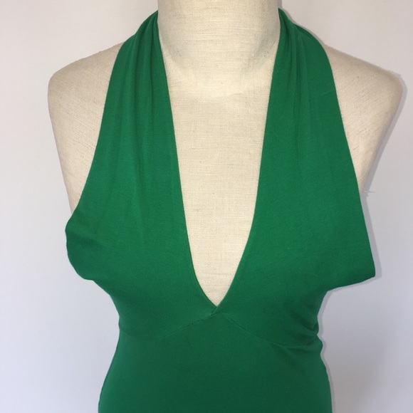 AMERICAN APPAREL ~ green vneck body con dress - Picture 2 of 6